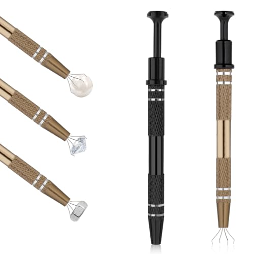 Molain Lot de 2 pinces à piercing sphérique 12 cm avec 4 griffes, pince à épiler (noir+marron)