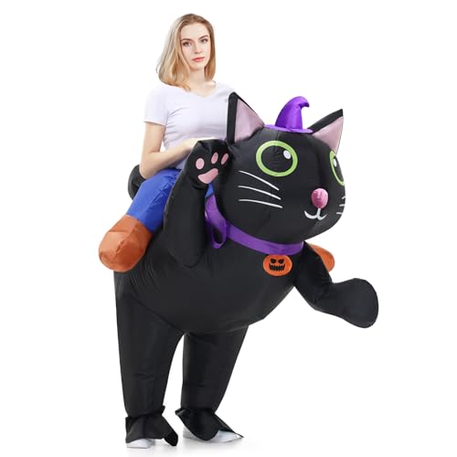 Searhmomo Inflatable Costume Cat for Adult Ride On Cat Blow Up Costumes,Funny Halloween Animal Costume for Women Men Cosplay Party