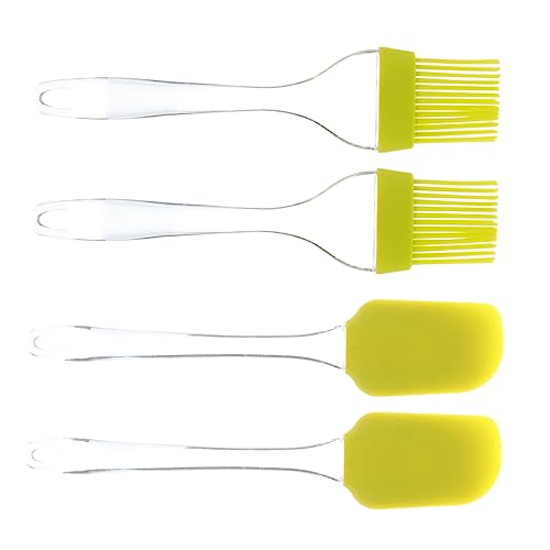 MUCKLILY 4Pcs Silicone Bbq Brush Set Non Melting Kitchen Spatula Basting Brush for Grilling Baking and Barbecuing for Oil Egg Liquid and Soy Sauce Application