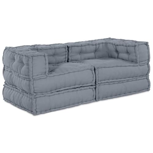 Sofá modular gris 2 piezas tela 140x70x56 cm para cojines de salón 3
