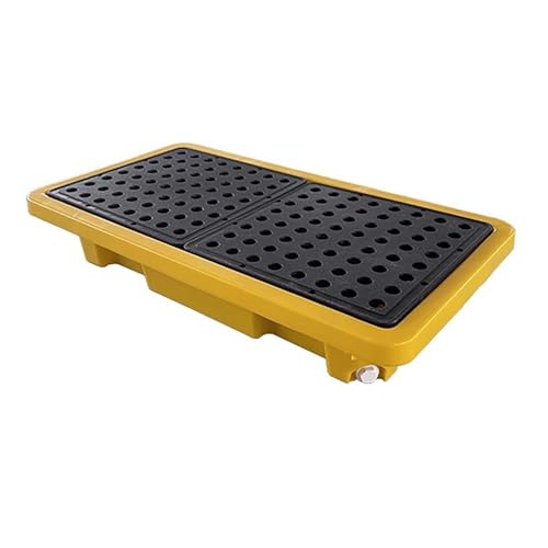 Image of Modular Spill Platform Containment Pallet Warehouses Factory Anti-Leakage Drum Leak-Proof Drain Sump Tray Basement，Plastic Spill Tray for Drums and Oily Parts - Heavy-Duty Collection Sump wi