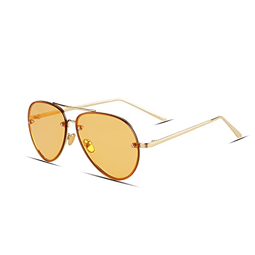Freckles Mark Classic Oversized Aviator Sunglasses Vintage Retro Gold Metal Frame Clear Colorful Lenses 62mm2