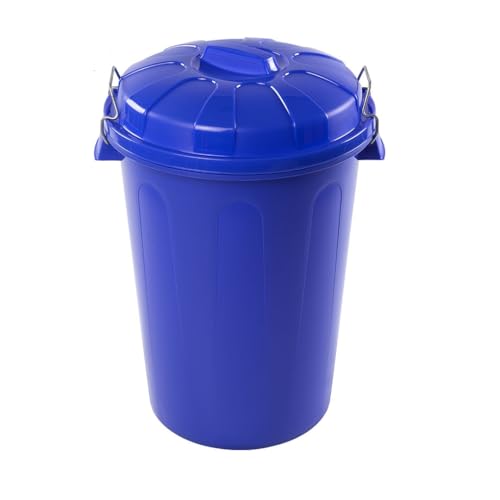 DRW Poubelle communautaire bleue Poignées avec couvercle encastré de 100 litres 54 x 50 x 76 cm