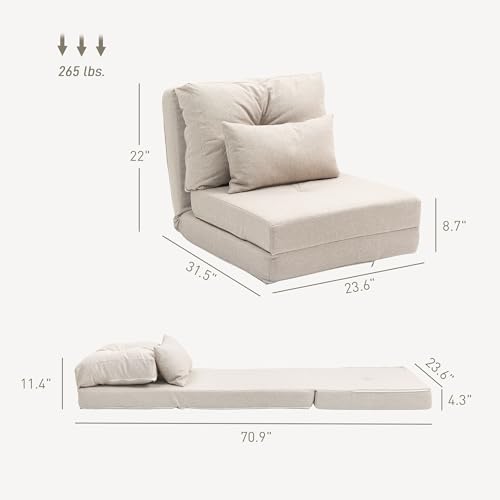 Sillón plegable beige con respaldo ajustable miniatura 2