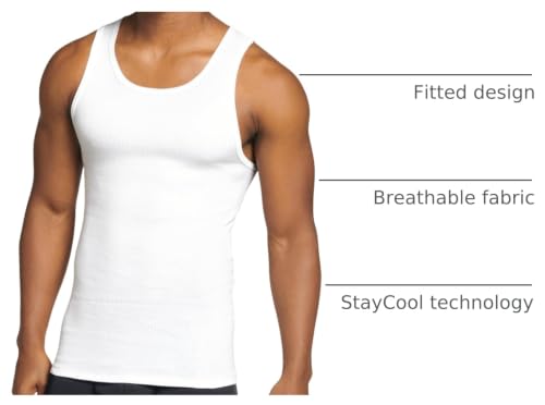 Jockey Men's Undershirt 100% Cotton Big Man A-Shirt Tank - 3 Pack, White, 5XL - image 4
