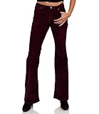  Slim Fit Stretch Cordhose weinrot Bootcut Schlag, Bordeaux Rot, 29W / 30L