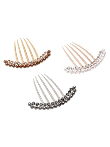 Image of Vogue Hair Accessories Golden And White Pearl Comb Hair Clip For Women