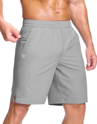 Image of GGJ Men's Lightweight Athletic Shorts with 2 Zipper Pockets 7 inch /9 inch /5 inch Gym Workout Running Quick Dry Tennis Shorts for Men