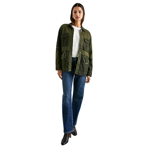 Rails Womens Evan Camouflage Collar Denim Jacket Green S