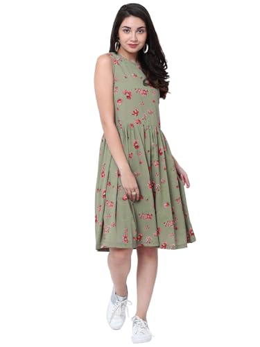 Image of Tokyo Talkies Women's Sleeveless Round Neck Printed Dresses | Stylish Dresses | Casual Dresses