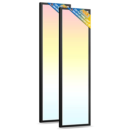 1x4FT LED Flat Panel Light, Drop Ceiling Lights 4980lm 24W/30W/40W 3000K/3800K/4500K/5200K/6000K Dimmable, Edge-Lit Flush Mount for Office Kitchen, Built-in Driver Surface Mount Fixtures Black 2-Pack 1x4FT LED Flat Panel Light, Drop Ceiling Lights 4980lm 24W/30W/40W 3000K/3800K/4500K/5200K/6000K Dimmable, Edge-Lit Flush Mount for Office Kitchen, Built-in Driver Surface Mount Fixtures Black 2-Pack