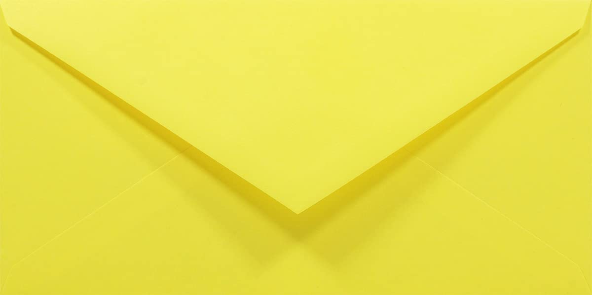 Netuno 1000 Yellow Coloured envelopes DL 110 x 220 mm 4.33 x 8.66 in 80gsm Rainbow Decorative Envelope Colourful Long envelopes for Letters Flyers Business Cards Birthdays Weddings — image 1