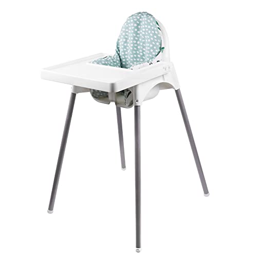 Image of High Chair Cushion, Type High Chair Cover Pad, 2 Pieces pad for High Chair,highchair Cushion for IKEA Antilop Highchair, Built-in Inflatable Cushion (Fresh Leaves and Stone Flowers)