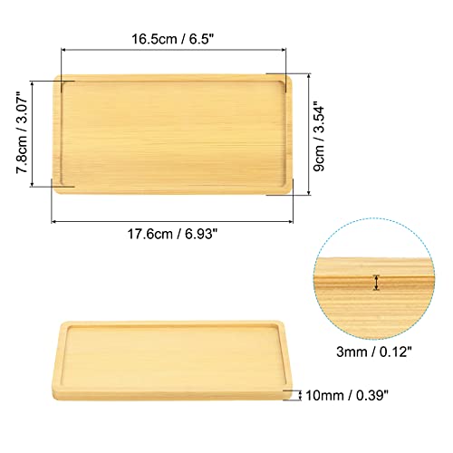 PATIKIL Plant Pot Saucer 7x3.5 Inch, 4 Pack Bamboo Rectangular Flower Drip Tray for Home Indoor, Yellow - Image 2