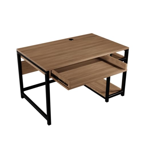 Image of Riyan Luxiwood Carter Computer Table with or Without Keyboard Tray I Made MDF I Large Study Table Size 120x60x75 Cm (with Keyboard Tray, Beige)