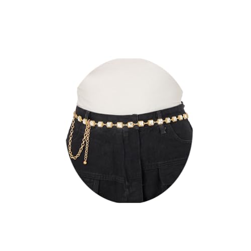 ELABEST Rhinestone Chain Belt Crystal Waist Belt Statement Diamond Waist Chains for Women (White diamond)