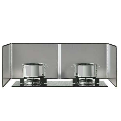4 Sided kitchen backsplash protector,Stove Splash Guard, Foldable Stable Steel Splash Suitable for Stoves,Gas Stoves, and Frying Pans,Size: 11.8 * 15.7 inches