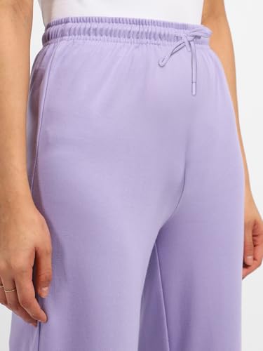 Image of JUNEBERRY Wide Leg Track Pants for Women & Girls (Pure Cotton, Bootcut, Regular Fit, High Rise Trouser, Drawstring, Available in Black, Brown, Navy, Olive Green, Lilac, Beige)