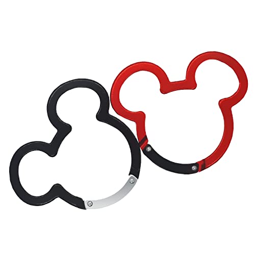 ChUmta 2PCS Aluminum Carabiner Ear Mouse Ring Caribeener Clips Spring Snap Hook for Keychain ClipLength: 2.36*Width: 2.16*Diameter: 1.7 Red and black