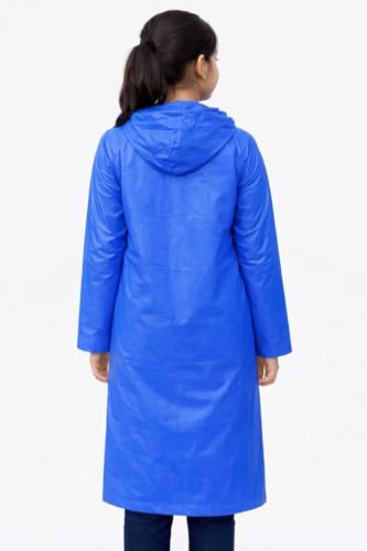 Image of Nephar Kids Boys & Girls Waterproof Hooded Raincoat | Long Length PVC Rain Wear Jacket | Lightweight Full Sleeve Button Closure Monsoon Coat