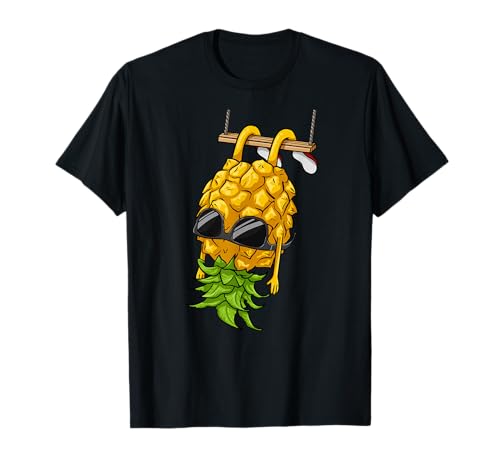Swinging Pineapple Cartoon Swinger Upside Down Pineapple T-Shirt
