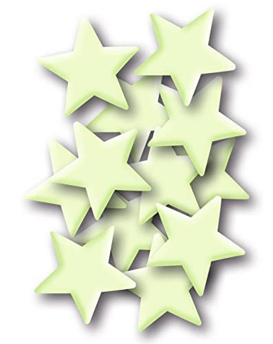 HERMA 15019 Leuchtsterne Kinderzimmer klein mini, 12 Stück, selbstklebend, leuchtende Sterne Aufkleber Wandsticker, Leuchtsticker aus Plastik zur Sternenhimmel Dekoration für Kinder Mädchen Jungen