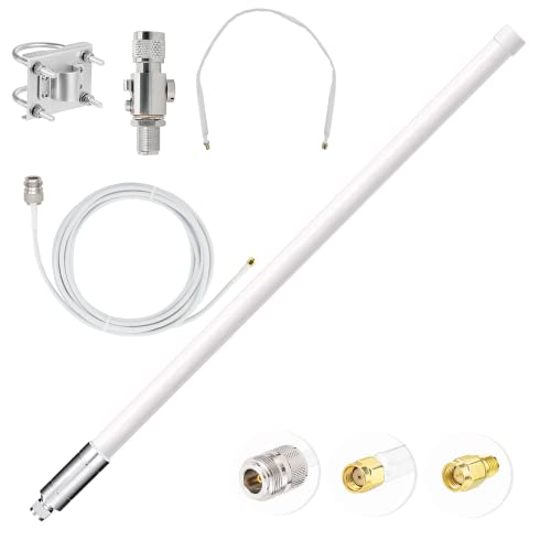 Boostcell L-80. 868 MHz Lora Antena 80 cm/ 6 dbi para largas distancias. LoRaWan Antena + 5 Metros Cable + pararrayos+ Cable Pasador de Ventanas. Bobcat Helium Hotspot Miner Antena. (80 CM 6DBI) Cover