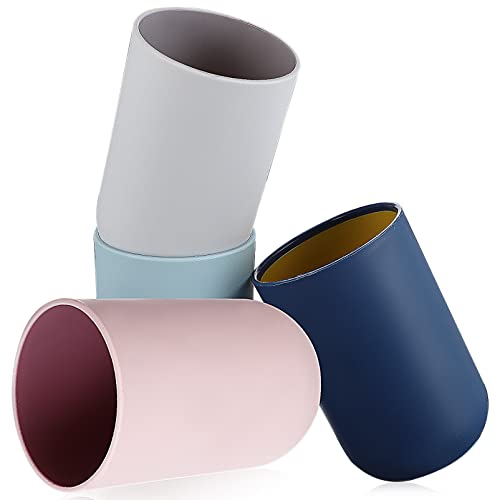 Zerodeko 4 Tazas de Cepillo de Dientes Soporte de Plástico para Cepillo de Dientes de Baño Irrompible Tazas de Enjuague Bucal de Viaje Tazas Decorativas para Beber Accesorios de Baño Cover