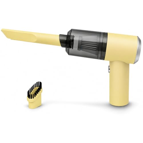Mini Hand Car Vacuum Cordless, Rechargeable Desk & Keyboard Cleaner, Yellow