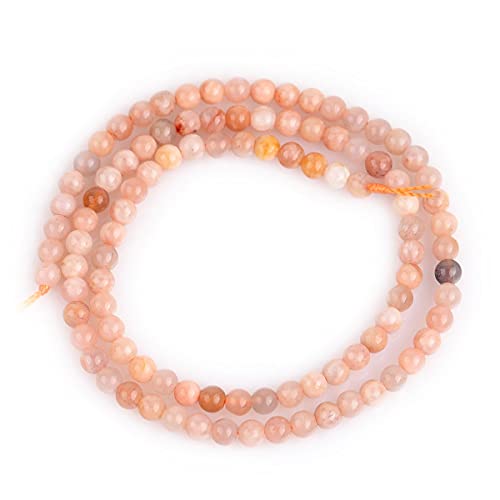 GEM-Inside Natural 4mm Sun Stone Round Gemstone Semi Precious Loose Beads for Jewellery Making 15'' - Image 4