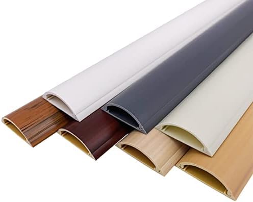 Ocultador De Cables De Grano De Madera De PVC, Organizador De Cables De Piso Semicircular, Canaleta De Cables Pintable, Respaldo Autoadhesivo para Debajo del Escritorio/Esquina,mi,Numero 3,Serene1