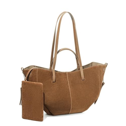 Sac à main spacieux en cuir suédé marron d'une souplesse artisanale