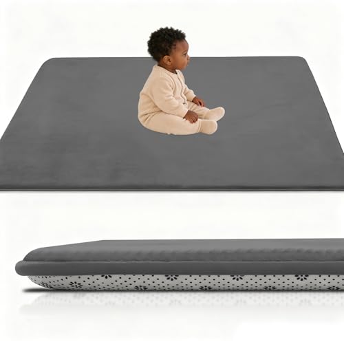 Stqyeiw 2cm Alfombra Bebe Acolchada 50 x 100 cm Gris Oscuro Tapete Bebé de Espuma Actividades Infantil, Manta Juegos Bebés para Parque y Suelo Lavable Antideslizante