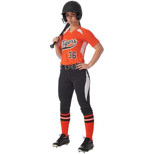CHAMPRO womens Low-rise Softball Surge Traditional Style Low Rise Pant, Black, White, Small US - Thumbnail 7