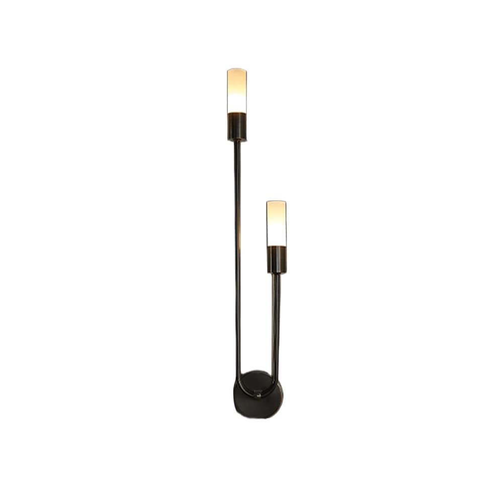 Renter Friendly 2-Lights Industrial Wall Light Fixtures Indoor Black Mid Century Wall Sconce Gold Vanity Wall Lamp Long Linear Antique Brass Wall Mount Lamp For Living Room Bathroom(Dark,Right)