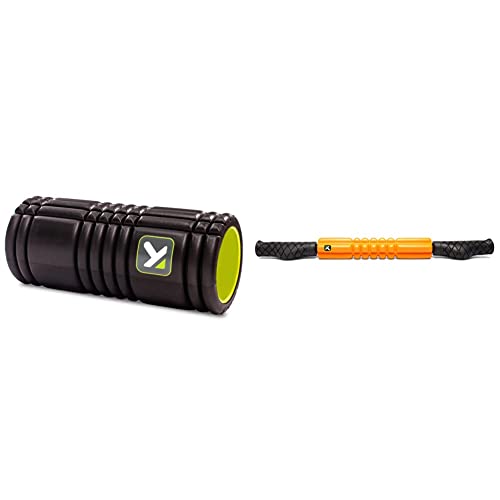 Trigger Point Performance The Grid - Rodillo de espuma para entrenamiento y masajes, color Negro, Talla única + Grid STK - Barra de relajación, color naranja, talla