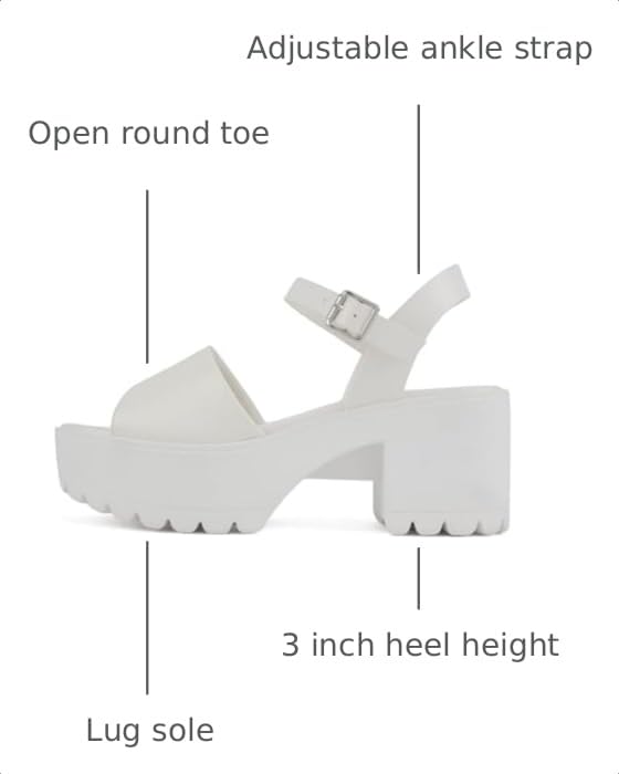 Image of Soda inchStacie inch ~ Women Open Toe Lug Sole Mid Block Heeled Sandals with Adjustable Ankle Strap