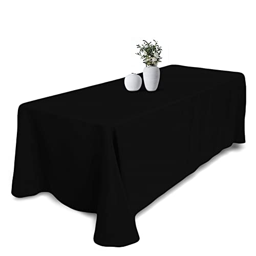 Kapwall Schwarze Tischdecke 152 x 260 cm Polyester rechteckig waschbar Flecken- und knitterfrei ideal für Hochzeit Restaurant Party Bankett Dekoration