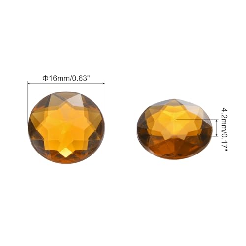 Image of MECCANIXITY Flat Back Round Acrylic Rhinestones,16mm Brown Flatback Crystal Rhinestones for Crafts Clothes Shoes DIY Decoration Gifts 50Pcs
