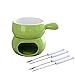 Serowy Czekoladowy garnek Fondue Set dla 2-4 osób, ceramiczny szwajcarski fondue zestaw z 4 wideniami zanurzającymi do restauracji i kawiarni,Green