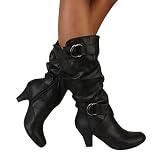 Schneestiefel für Damen Stiefeletten Ankle Boots Winterschuhe Retro-Stil Reiterstiefel Schuhe Schuhe Runde Zehen Halblange Stiefel Verdickung Thermostiefel Winterstiefel Winter und Herbst