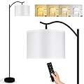 BoostArea Floor Lamp for Living Room,Arc Floor Lamp with Remote Control,Stepless Dimmable Brightness & Colors Temperature 2700k-6500k,Modern Standing Lamp for Bedroom Study Room Office,White