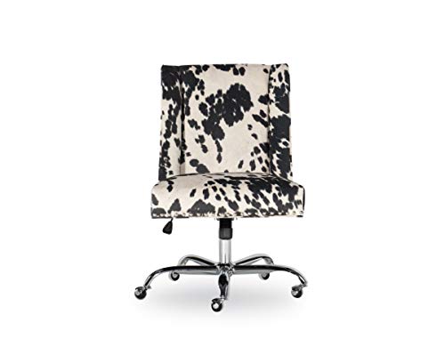 Linon Clayton Black Cow Print Office Chair, Metallic #TOP5