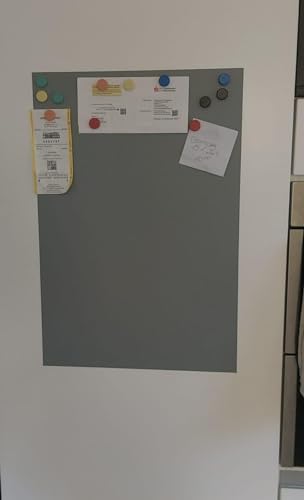 KaRoFoilFIX® TESTSIEGER l Magnethaftende Tafelfolie 40x40cm | Testnote 1,4 | Wand-Tafel beschreibbar zuschneidbar I Rückseite selbstklebend | grau - inkl. 10 Magnete