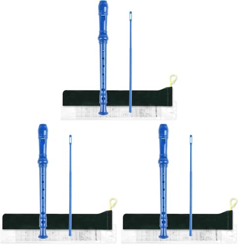 Image of Mr.Power Soprano Recorder German Style C Key 8 Holes Easy Instrument for Beginners School Student Home Entertainment (Blue) (Pack of 3)