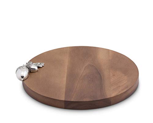 Vagabond House L251AC Metal Pewter Acorn Décor On Cheese Charcuterie Wood/Bar Board 10 Inch Diameter .75 Inch Thick thumb #1