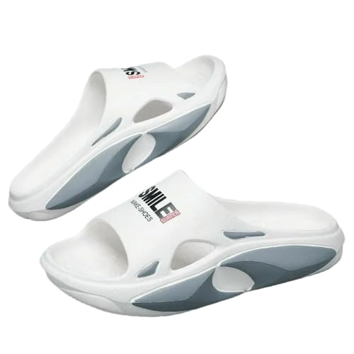 YIMAISZQ Chanclas Hombre Hombres Zapatillas De Verano Moda Al Aire Libre Playa Suaves Resistentes Desgaste Suela Gruesa Eva Baño Chanclas-blancogris-44-45