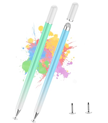 Stylus Pen for Touchscreen, Kenkor 2 in 1 Active iPad Pencil High Sensitivity & Precision, Stylus Pen for iPhone/iPad/Samsung/Galaxy/Huawei/Surface/Tablets/Phone, All Touch Screens - Blue+Green