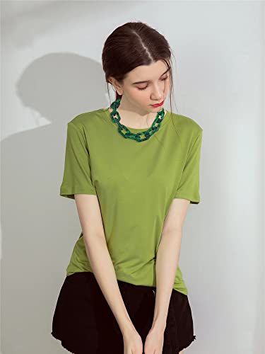 Firstmeet Chunky Acrylic Tortoise Shell Oval Link Chain Choker Necklace For Women Men(Xl-1115-Green) #TOP1