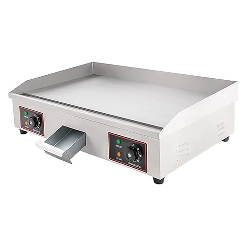 Plancha de asar eléctrica comercial 4400W Plancha de asar plana HotPlate Parrilla de cocina CounterTop Acero inoxidable Control termostático 122-572℉